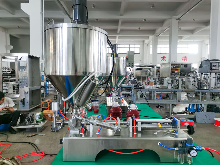 Heating and stirring semi automatic filling machine for peanut butter ketchup